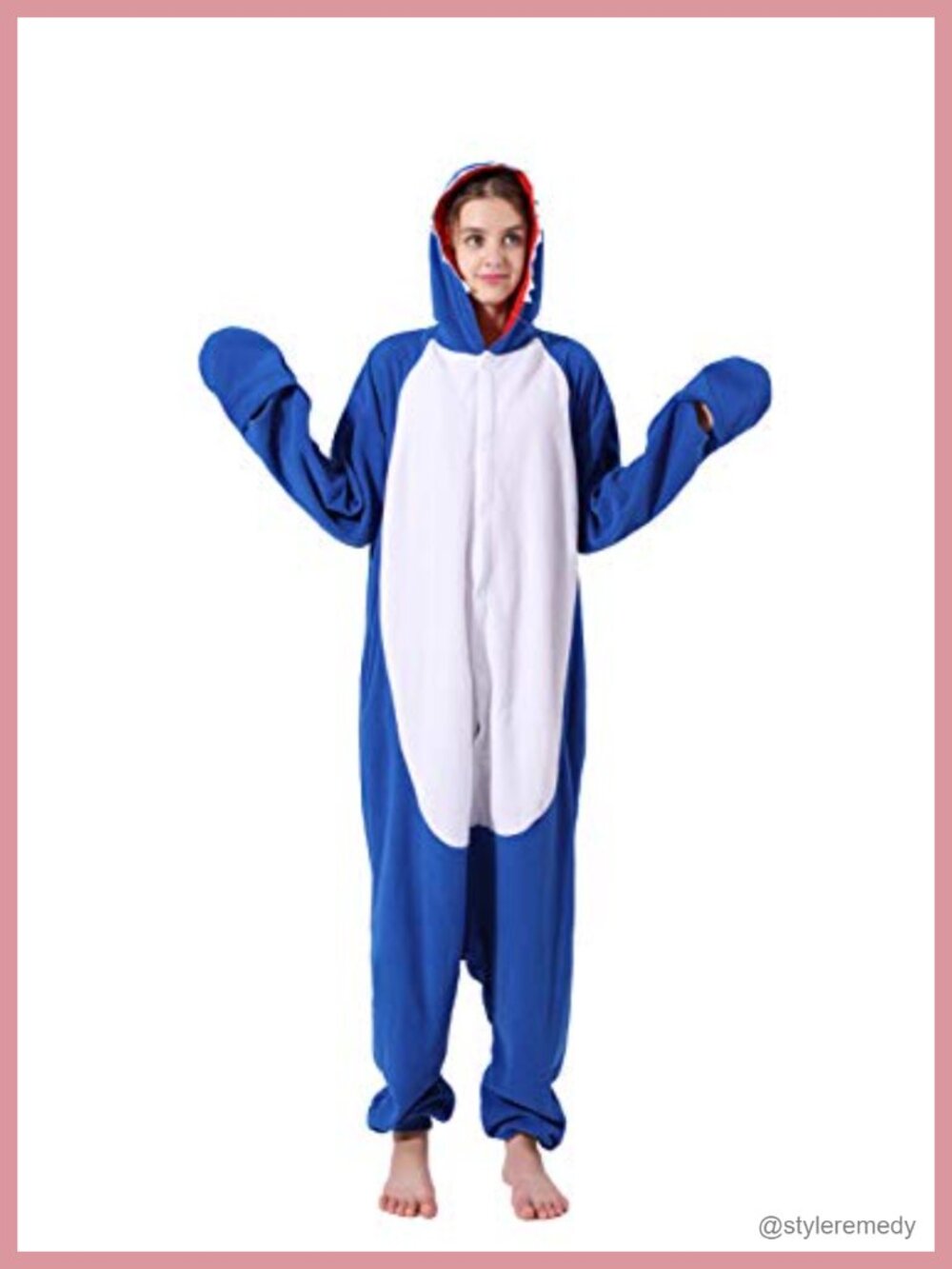 Plush Fleece Shark Onesie Adult Pajamas Cosplay Costume